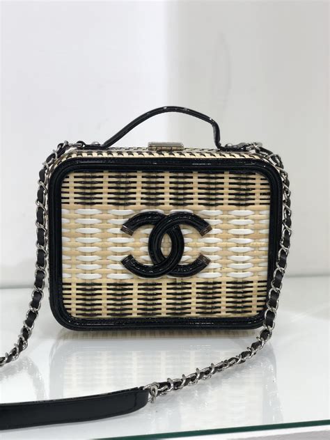 chanel wicker vanity case|chanel vanity with chain.